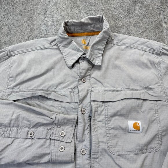 Carhartt Other - Carhartt Force Mandan Shirt Men M Gray Ripstop Nylon Cotton Long Sleeve Solid